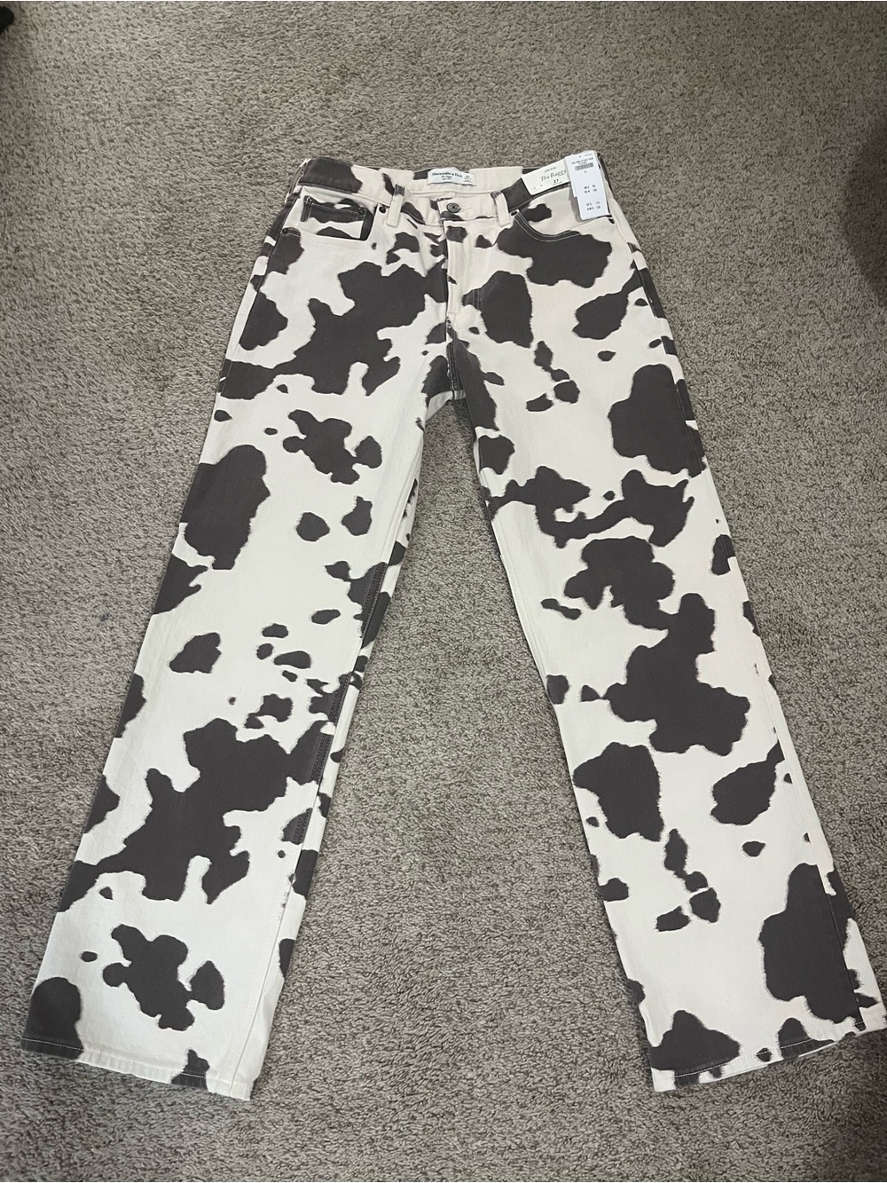 Women’s Cow Print Straight-Leg Jeans - Black & White
